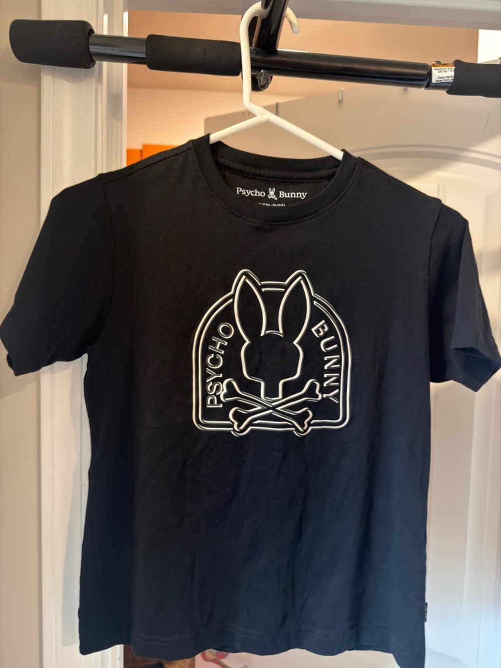 Psycho Bunny Black Tee with White Raised Logo